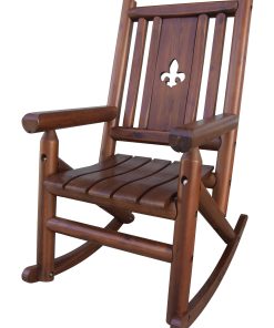 Amber-Log Fleur de Lis Porch Rocker