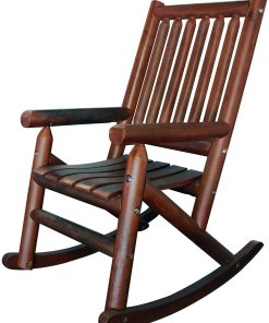 Cherry Amber-Log Porch Rocker | Acacia Wood Rustic Outdoor Rocking Chair