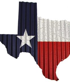 Texas Flag Map Corrugated Metal Art - Small