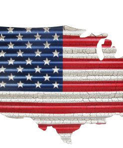 USA Flag Map Corrugated Metal Art - Small